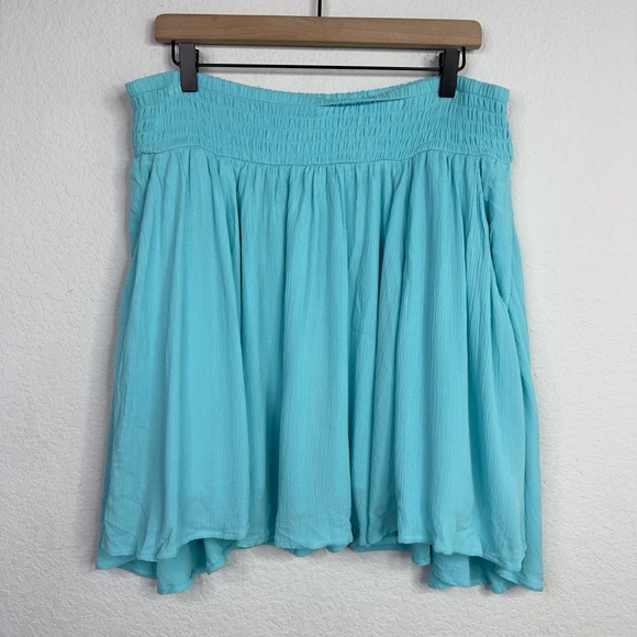 Torrid Skirt Womens 2X Turquoise Elastic Waist Flowy Boho Beachy Vacation Mini - Picture 1 of 7